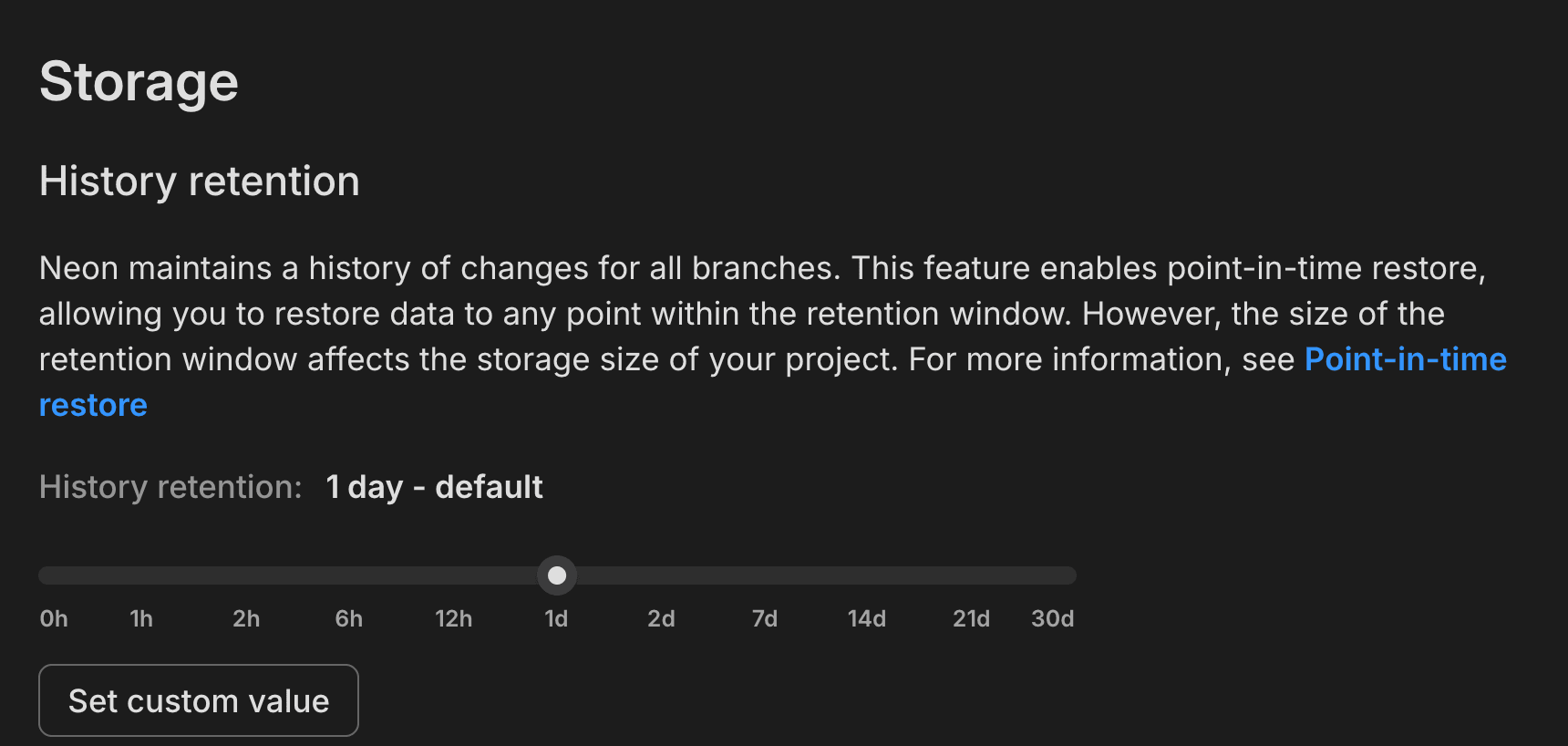 History retention setting